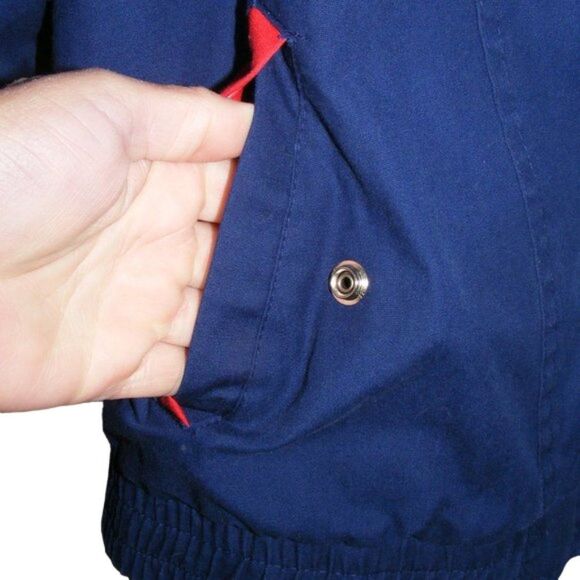 Vintage Windbreaker, S, Nautical, Snap front, Navy/White/Red, Pockets, Long slv - Picture 4 of 8